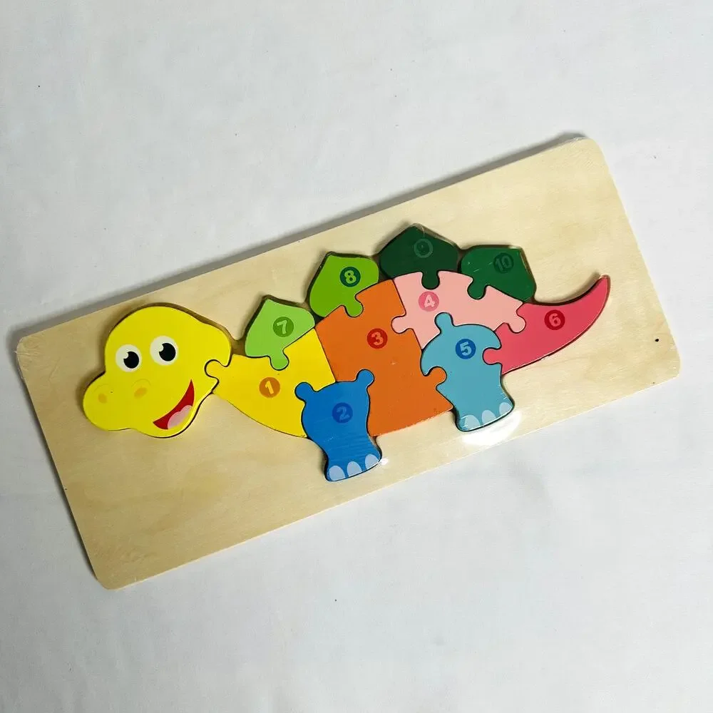 NEW Dinosaur Education Numbered Color Block Wooden Puzzle (SEALED)